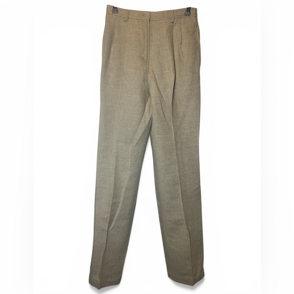 Liz Claiborne Linen Flax Cotton Blend Women Business Formal Slack Pant 4 Tan
